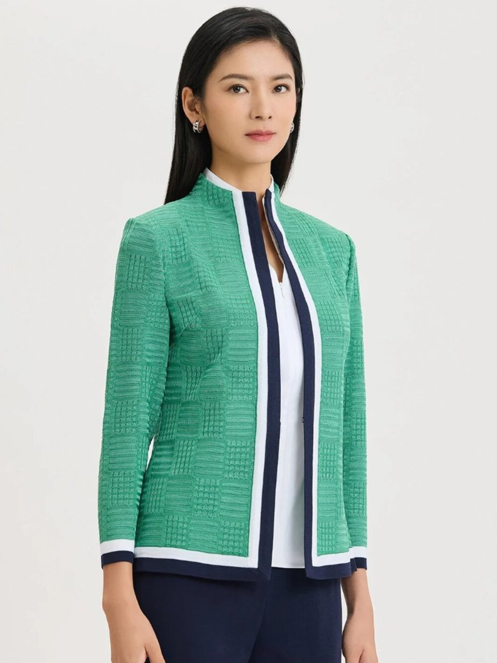 Ming Wang $315 Plus Size Heritage Contrast Trim Knit Jacket Sz OX NWT!